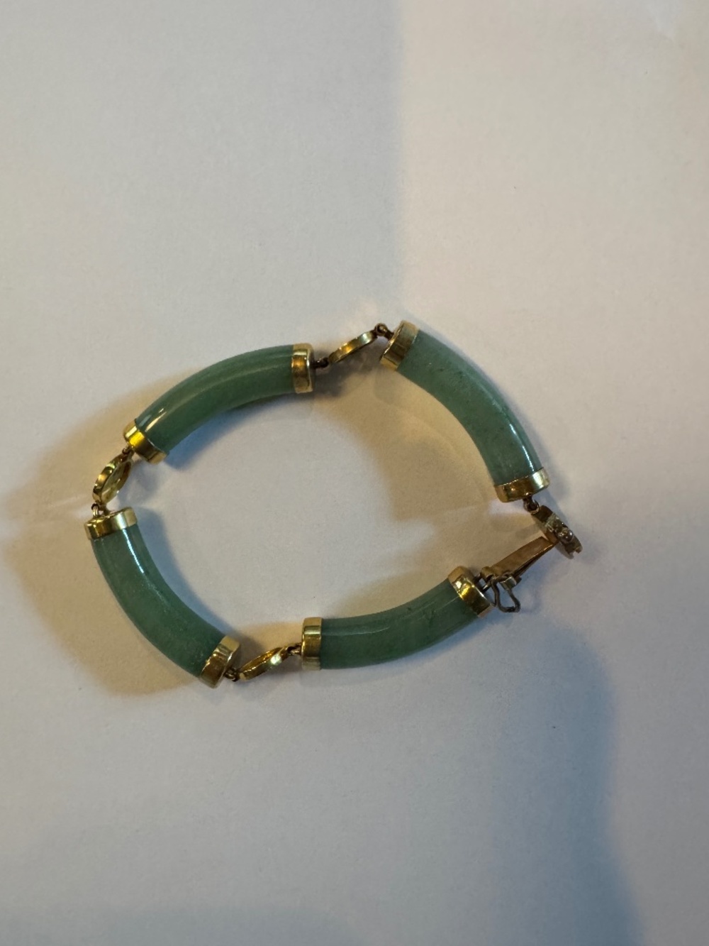 Chinese jade and 14k gol bracelet.